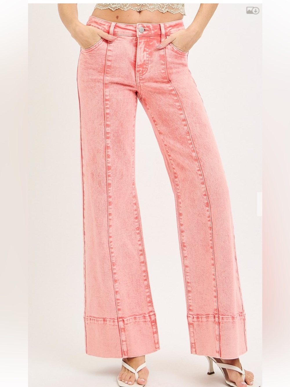 Women's Pink Wide-Leg Jeans